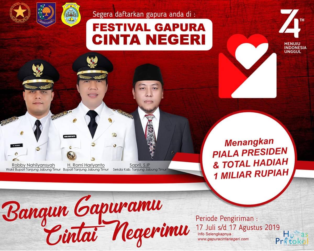 Akan Ketemu Presiden, Pemkab Tanjabtim Ajak masyarakat Ikuti Lomba Gapura Cinta Negeri