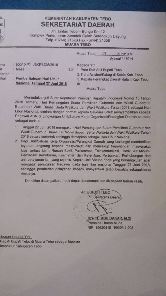 BKPSDM, Besok Pegawai ASN Libur Nasional
