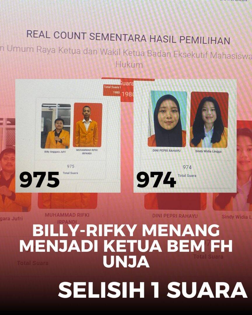 BREAKING NEWS! Billy-Irpan Menang 1 Suara Nahkodai BEM FH UNJA