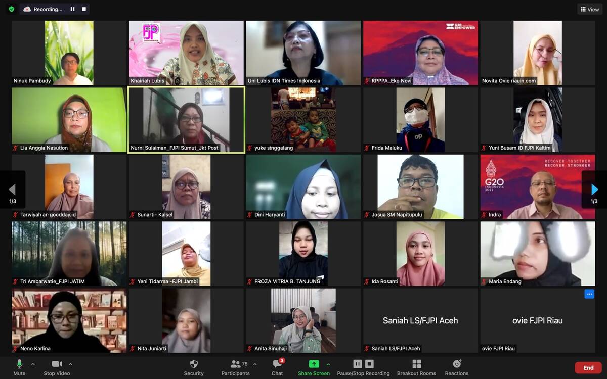 FJPI Bersama KemenPPPA Ungkap Permasalahan Perempuan Jurnalis di Masa Pandemi