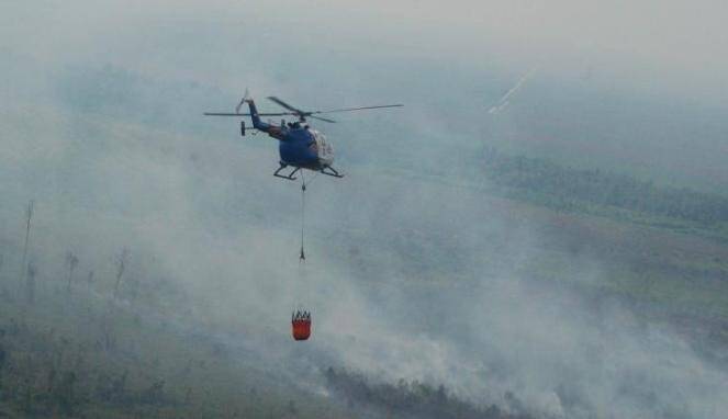 Helikopter Diterbangkan Padamkan Api di Lahan Gambut