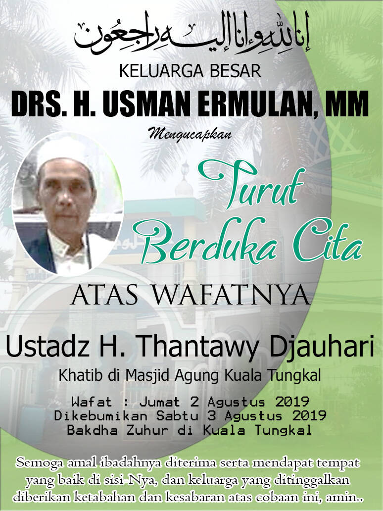 Innalillahi Wainnailahi ro ziun, Khatib masjid Agung Al Istiqomah Kualatungkal, Tanjung Jabung Barat Wafat