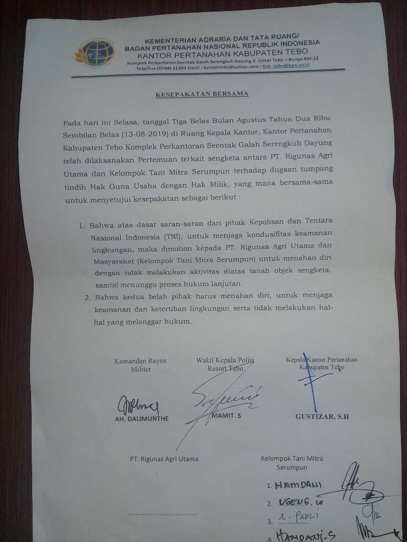 Mediasi Sengketa Lahan Antara PT. RAU dan Warga di BPN Belum Temui Solusi