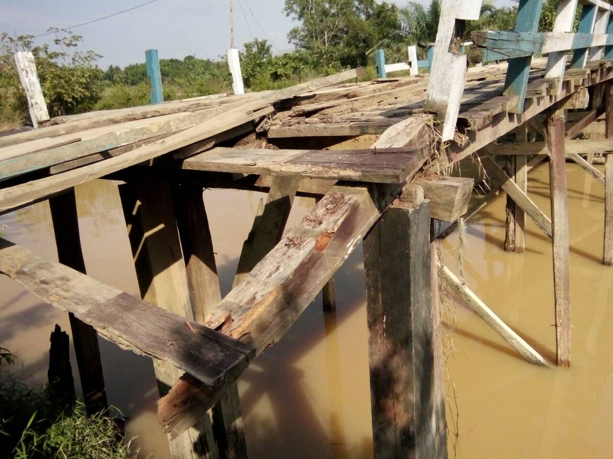 Nyaris Putus, Jembatan Rantau Makmur Memprihatinkan