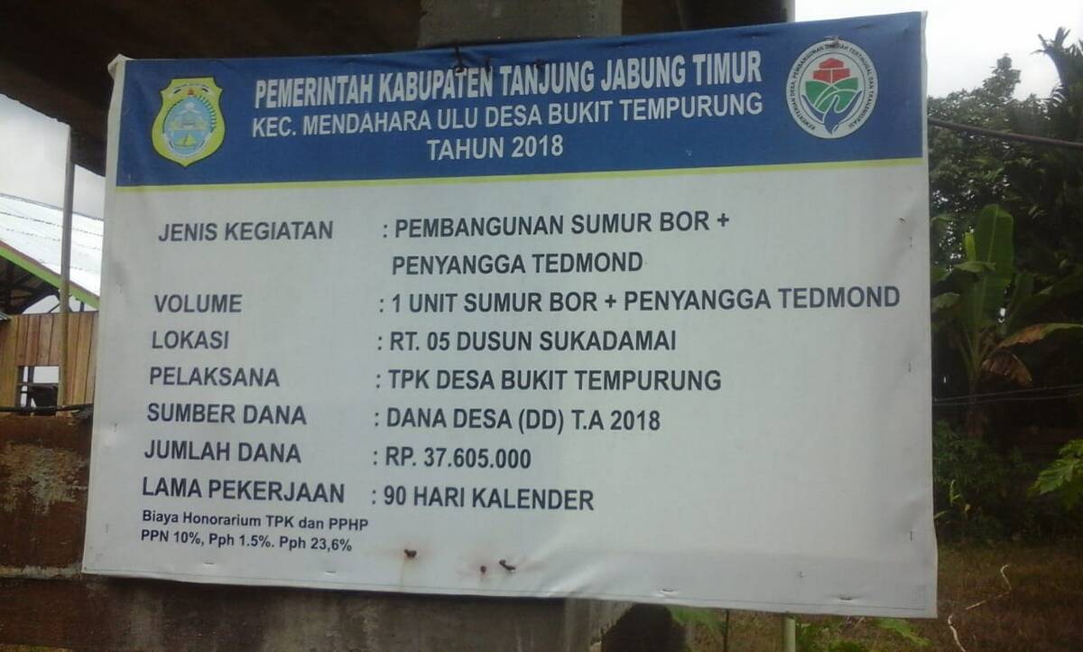 Pembangunan Sumur Bor di Desa Bukit Tempurung Diduga Ada Unsur Korupsi