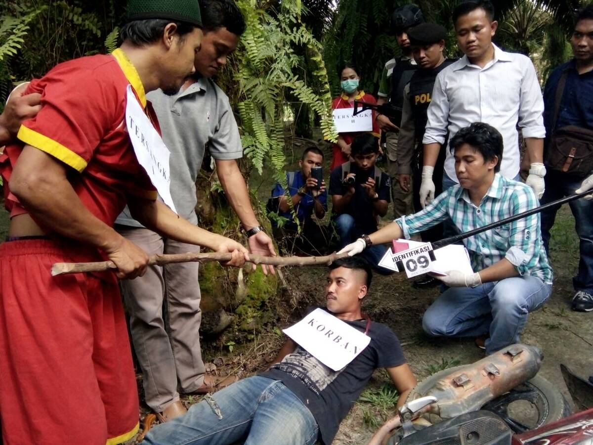 Rekonstruksi Pembunuhan Azroi,Tersangka Praktikan 34 Adegan