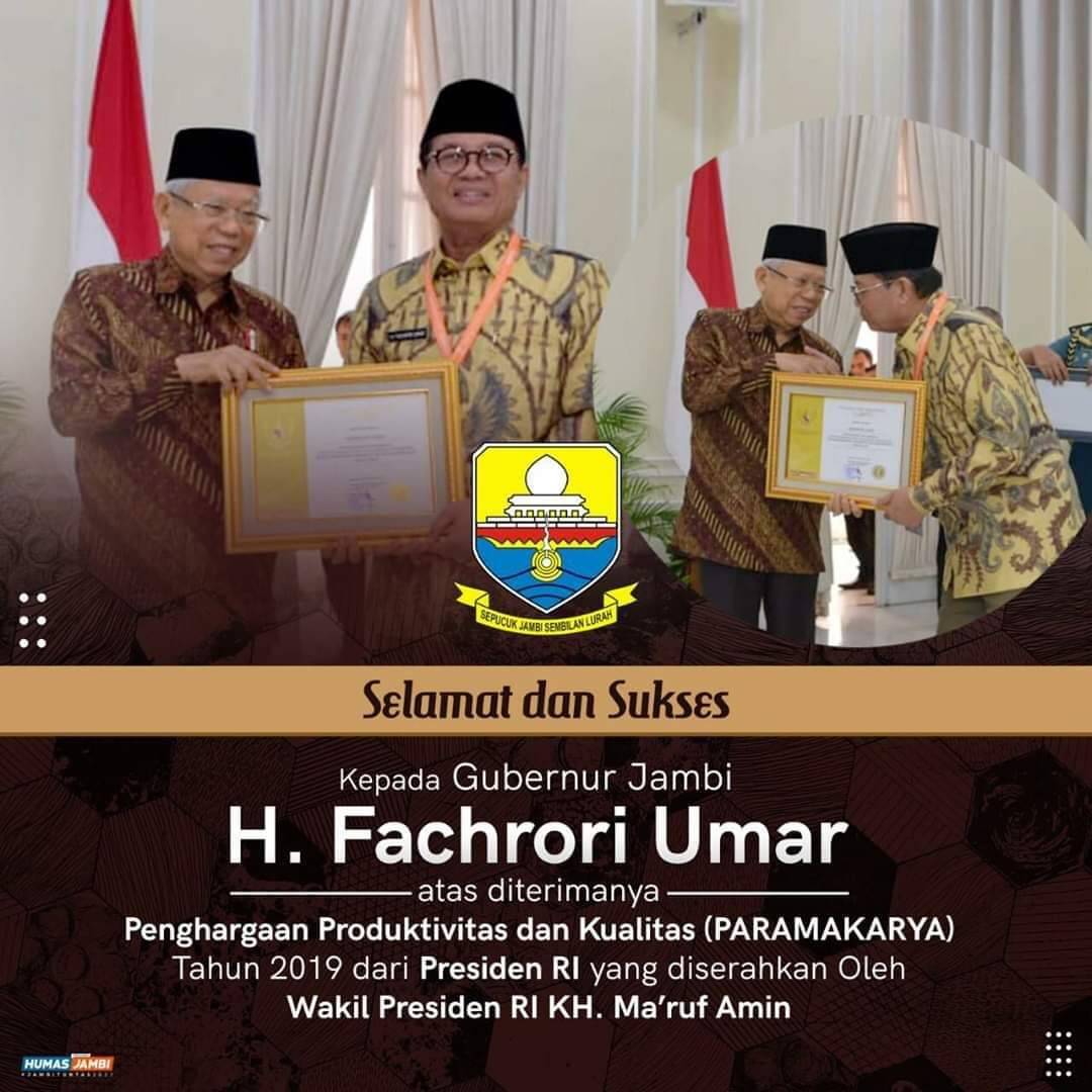 Tingkatkan Pembinaan UKM Dan Perusahaan, Fachrori Dianugrahi Penghargaan Paramakarya Oleh Wapres